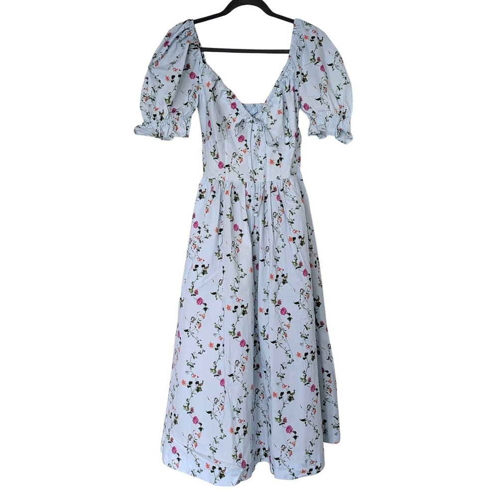 Hill House The Ophelia Dress Pond Floral Sz Small Blue Cottagecore Smocked Midi - Picture 2 of 10